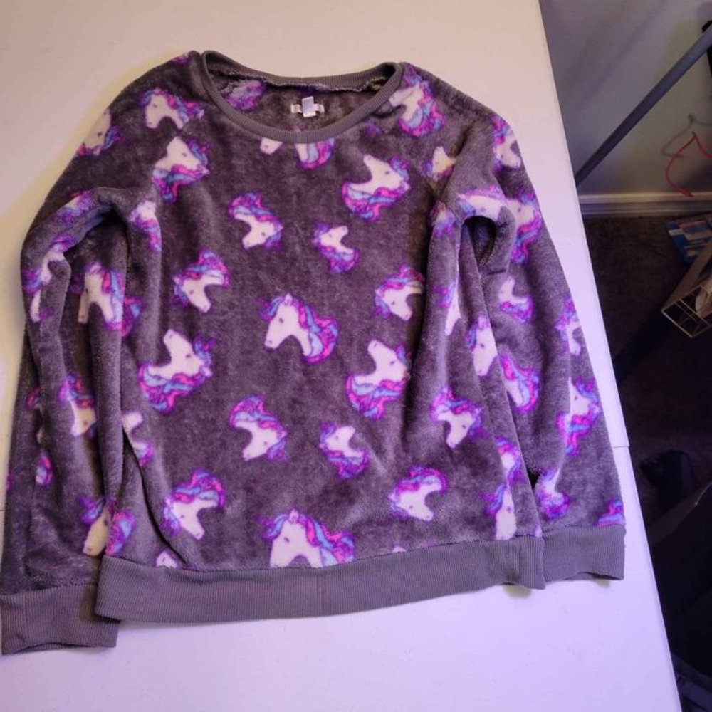 Clothes Girl Top Shirt Long Sleeve Unicorn Soft Green Soda Large